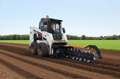 Field Trencher Skid Steer Attachment – 48" Trenching Depth, 8" Cutting Width, 15-25 GPM @ 3000 psi Hydraulic Flow for