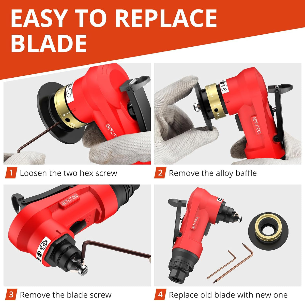 GETLITOOL Pneumatic Chamfering Tool 30000 RPM with 12C & 10R-Angle Blade