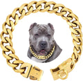 19mm Gold Chain Dog Collar,Luxurious Cuban Link Dog Collar