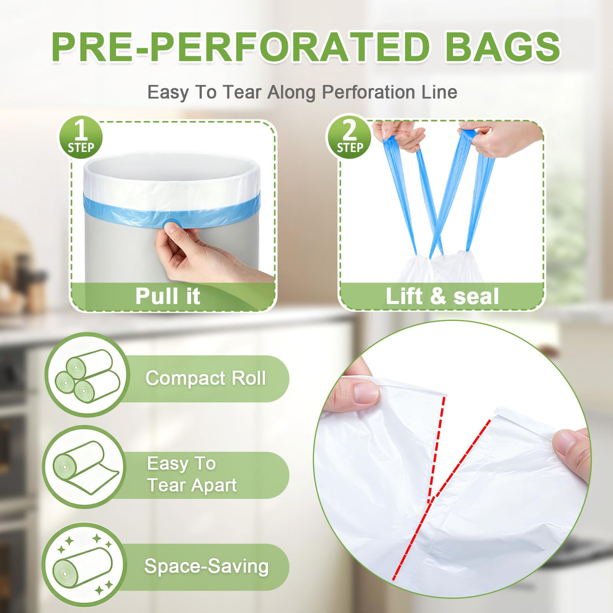 4 Gallon 1000 Count Drawstring White Unscented Trash Bags Small