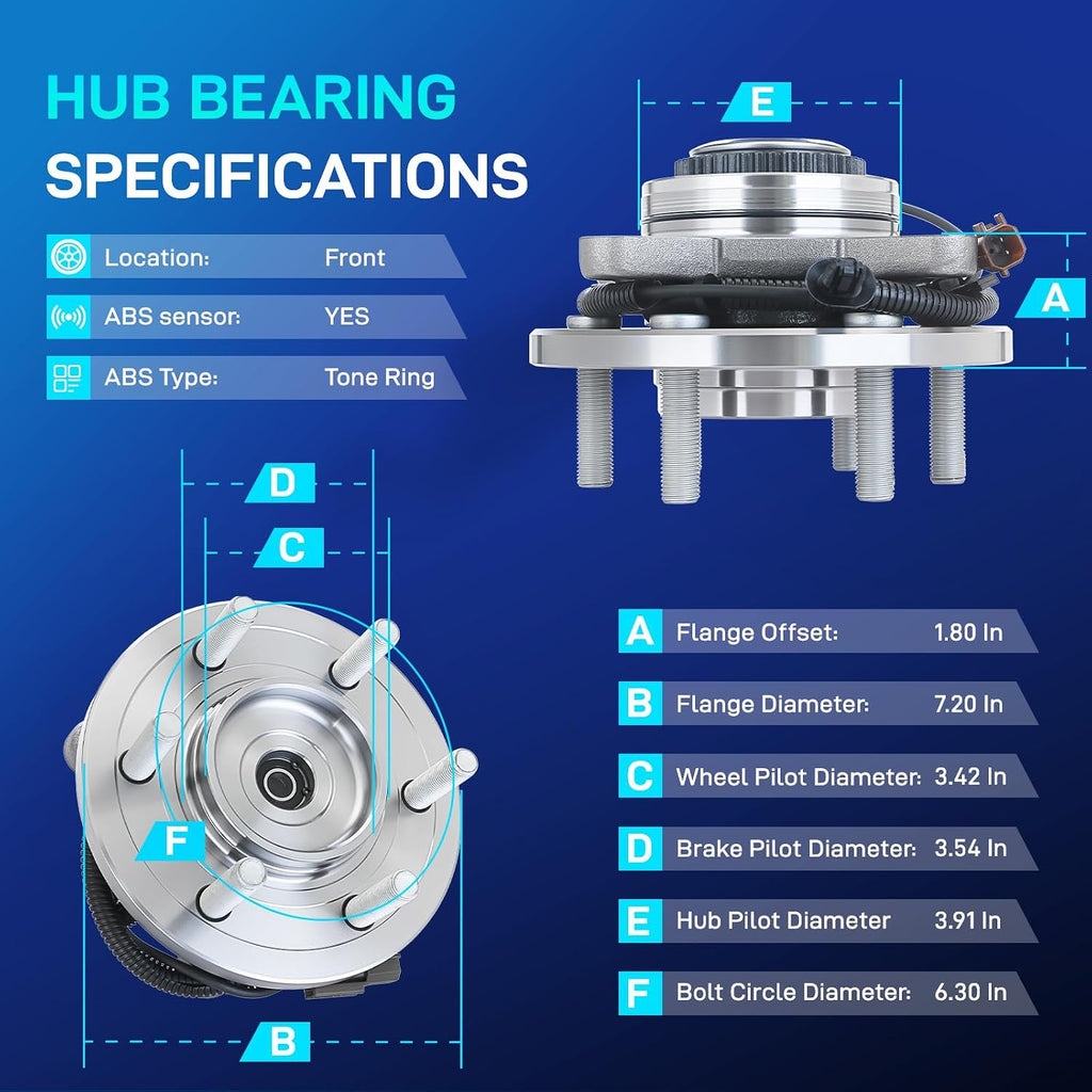 BDELI 515169 4WD Front Wheel Bearing Hub Assembly for 2015-2017 Ford F-150