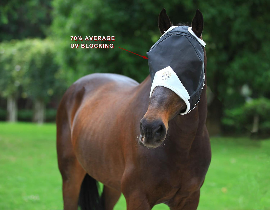Fine Mesh Horse Fly Mask w/No Ears, UV Blocking 3D Eye Visor with Extra Fleece Cushioned Forehead, Protection from