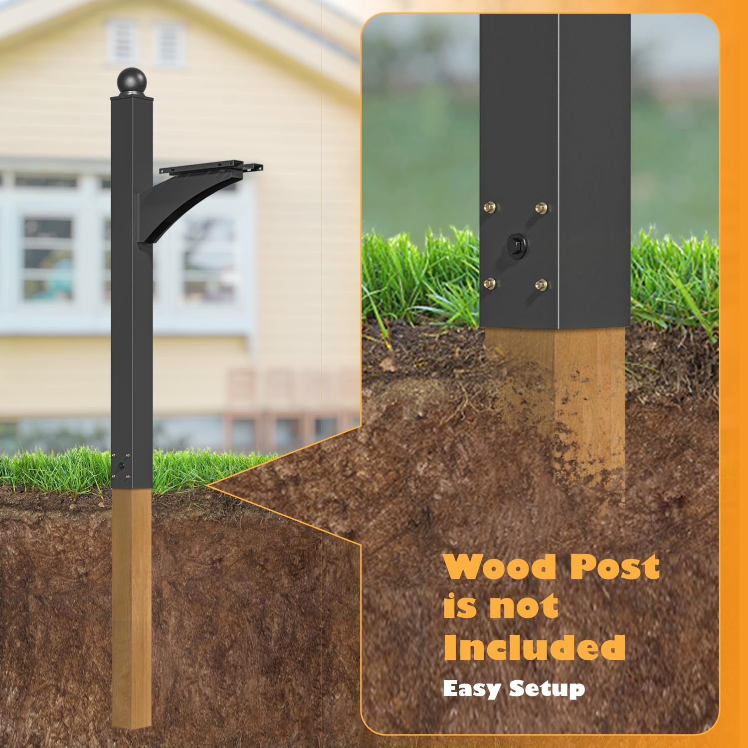 56" Mailbox Post Heavy Duty Decorative Flower Box Mount | Heavy Duty, Decorative Mount, Flower Box
