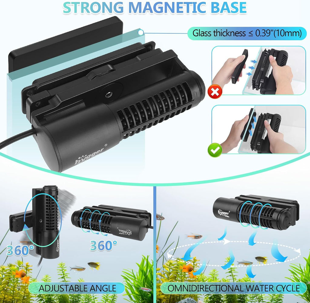 Wave Maker For Aquarium, Magnetic DC 24V 35W Aquarium Powerhead，2640GPH Adjustable Cross Flow Pump with LED Display