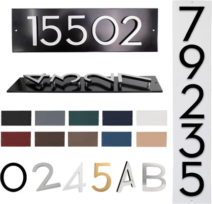 Personalized Floating Aluminum Address Sign Plaque - Custom House Numbers | Horizontal or Vertical. 3", 4", 6", 8"