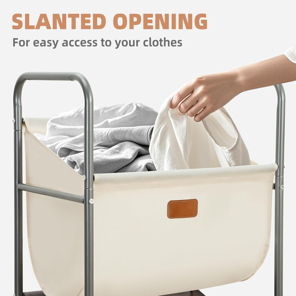 120 Liters Vertical Rolling Laundry Hamper, 3 Section Laundry Sorter with Wheels and 2 Breaks, 3-tier Laundry Baskets