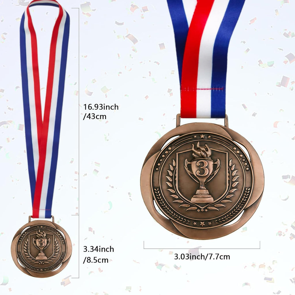 First Place Medal, Large Medal - 3.34Inch Wide - GOlympic Style Winner Medals Gold & Stripes Neck Ribbon - Perfect
