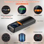 Mini Barcode Scanner, 2D QR 1D Bluetooth Wireless Bar Code Reader | LCD Screen Display & Setting Keypad & AI Voice