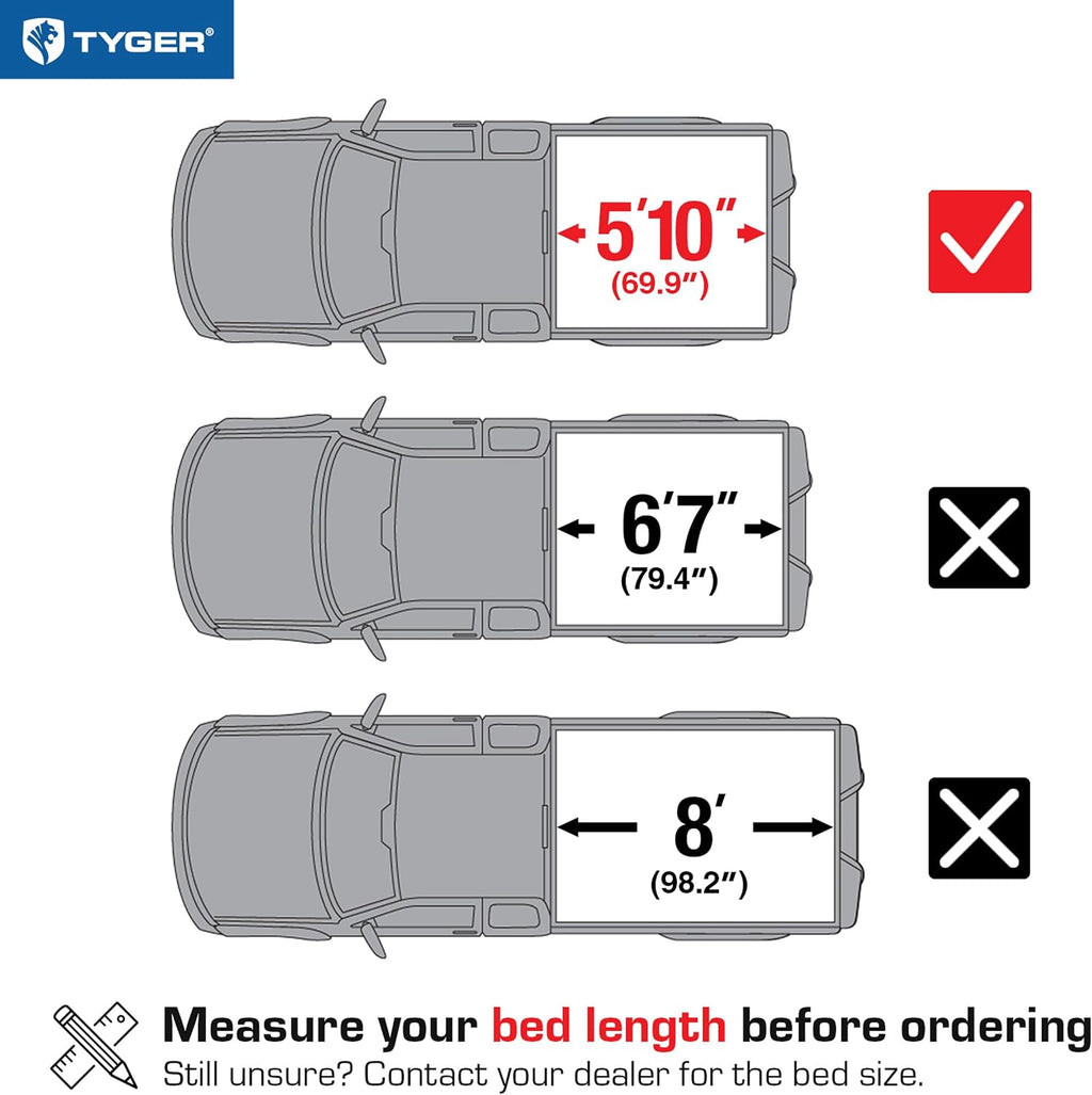 Tyger Auto T3 Soft Tri-fold Truck Bed Tonneau Cover Compatible with 2019-2026 Chevy Silverado GMC Sierra 1500 (Not Fit 19 LD/Limited) | 5'10" (70") Bed | TG-BC3C1053