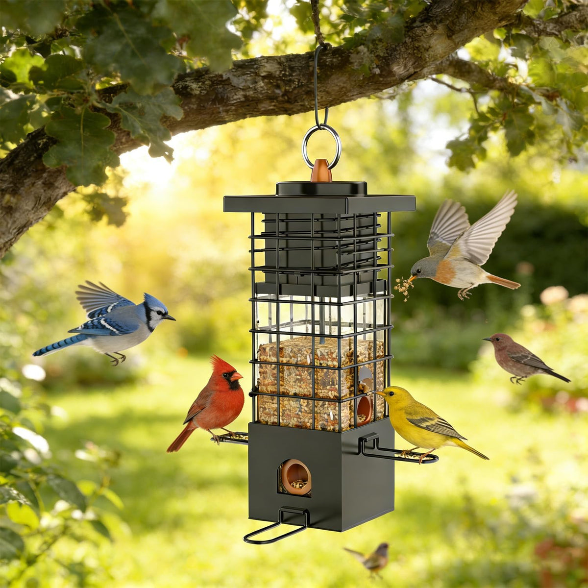 Metal Squirrel Proof Bird Feeder,2.5LB Capacity,Easy Refill & Clean