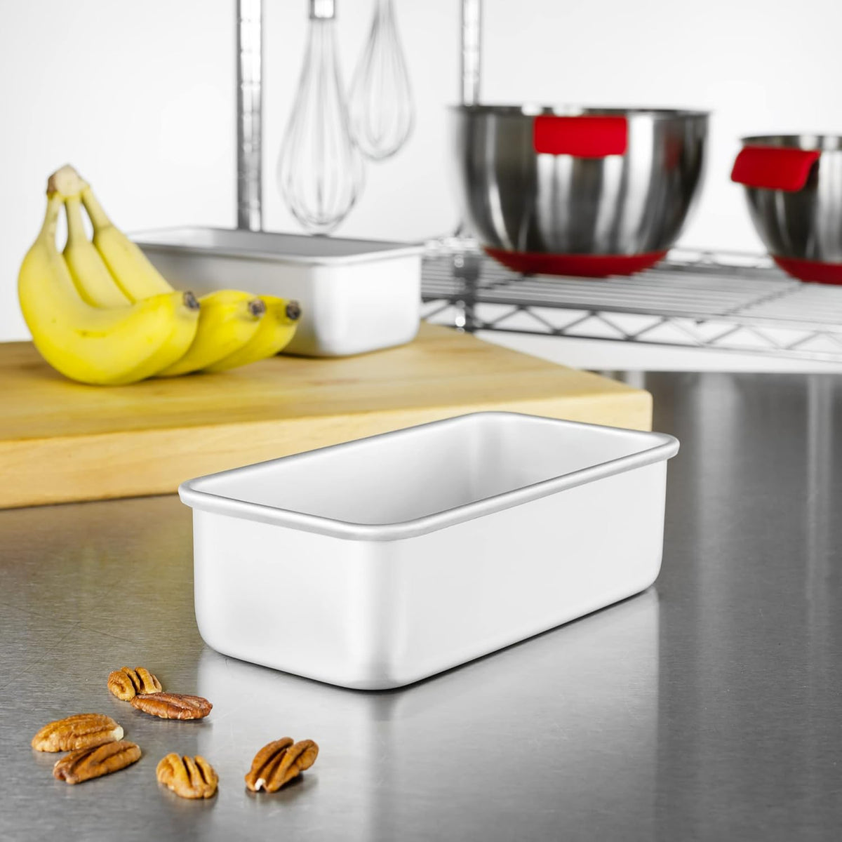 Anodized Aluminum Bread Pan, 7.75 x 3.75 x 2.5 Inch, Set of 2, Silver