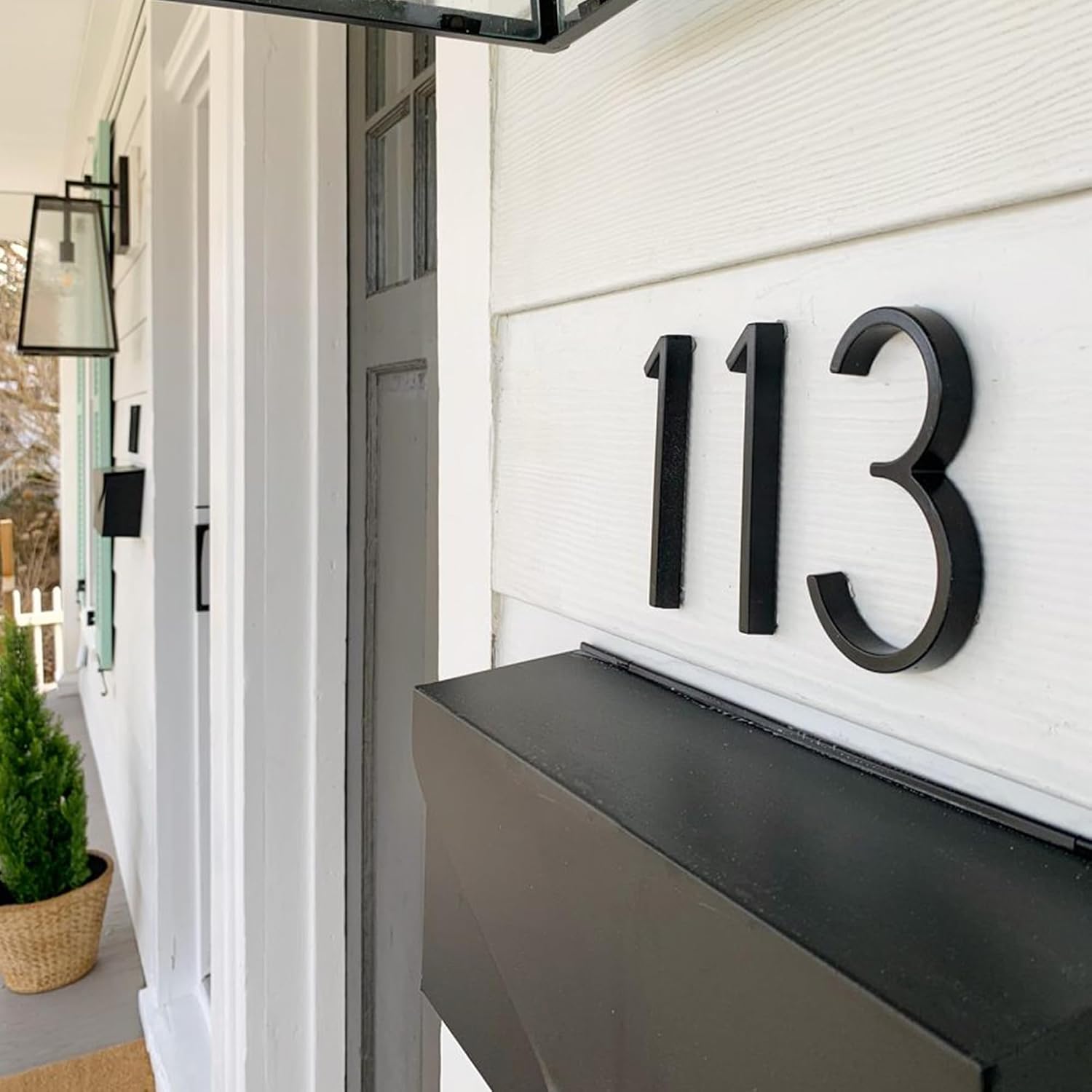 Floating House Number Sign: 5 inch Modern Door Signage - Striking for Street Home Address Numerals (5, Black)