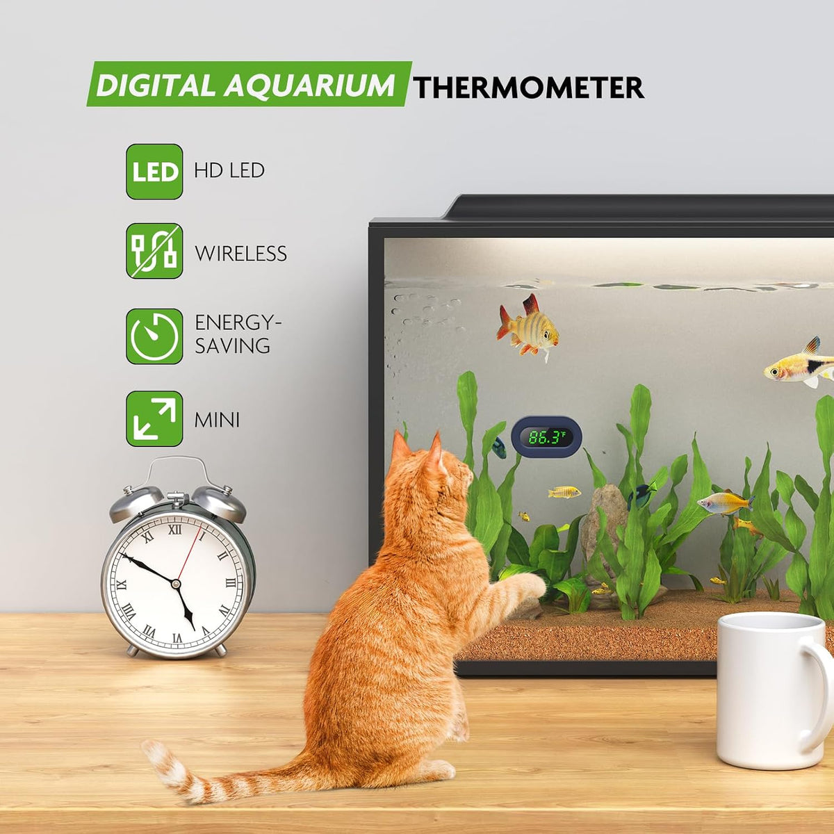 LED Aquarium Thermometer Digital Highly Accurate Replaceable Battery
