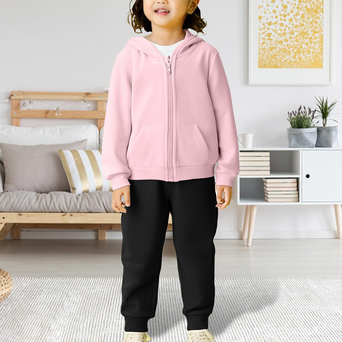 Toddler Zip up Hoodie Pants Sets 2pc Plain Soft Hooded Coats+Joggers Sweatpants Baby Boys Fall Cotton Tops Outfits