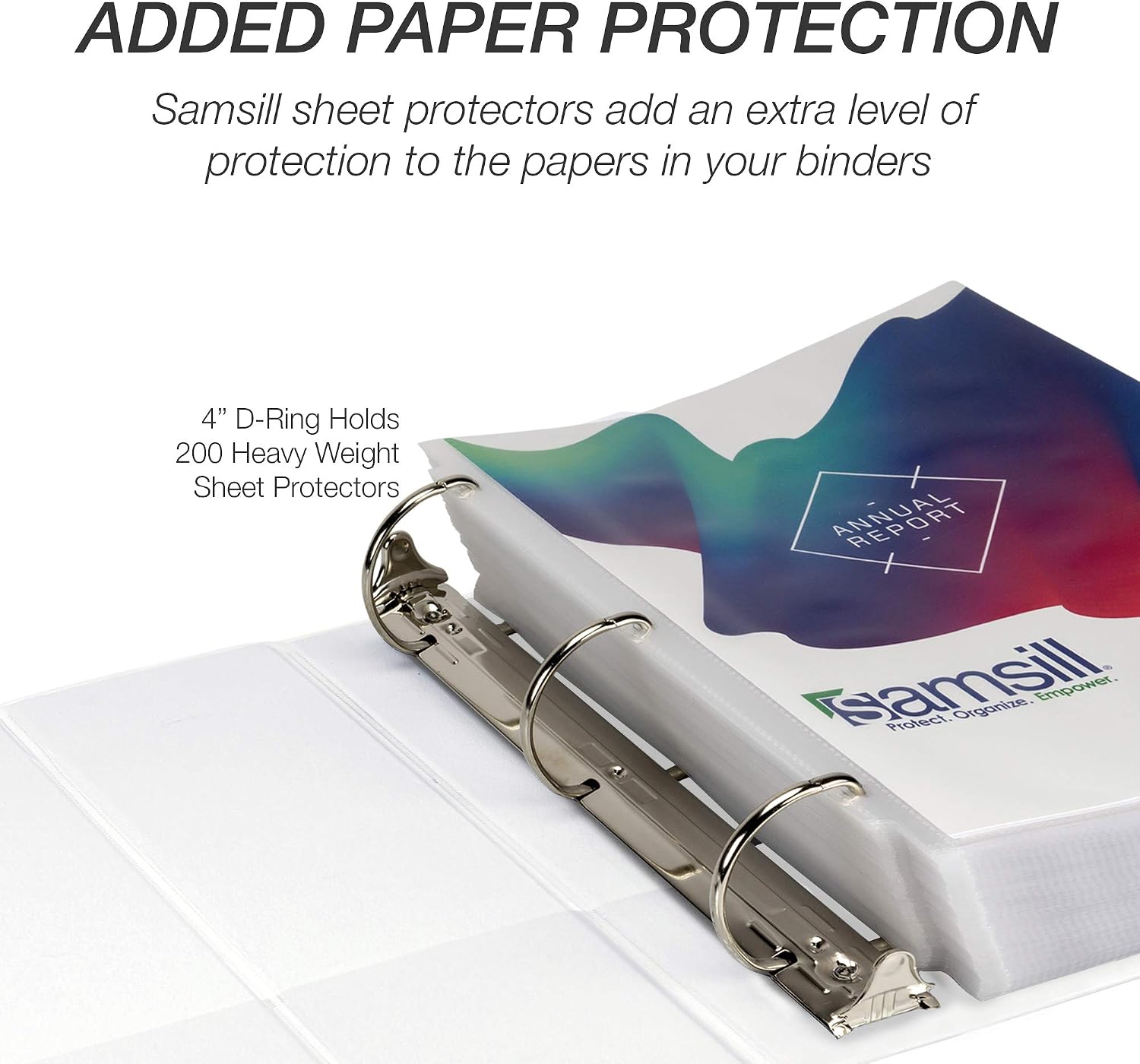 Durable 4 inch 3 Ring Binder, D Ring Binder, 100% Recycled Chipboard, White, 2 Pack
