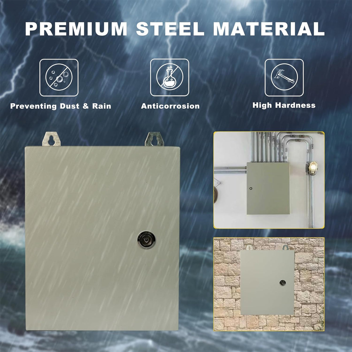 Waterproof Electrical Enclosure 12 x 10 x 6'', Electrical Junction Box with Reinforced Lock, Outdoor Electrical Box Weatherproof