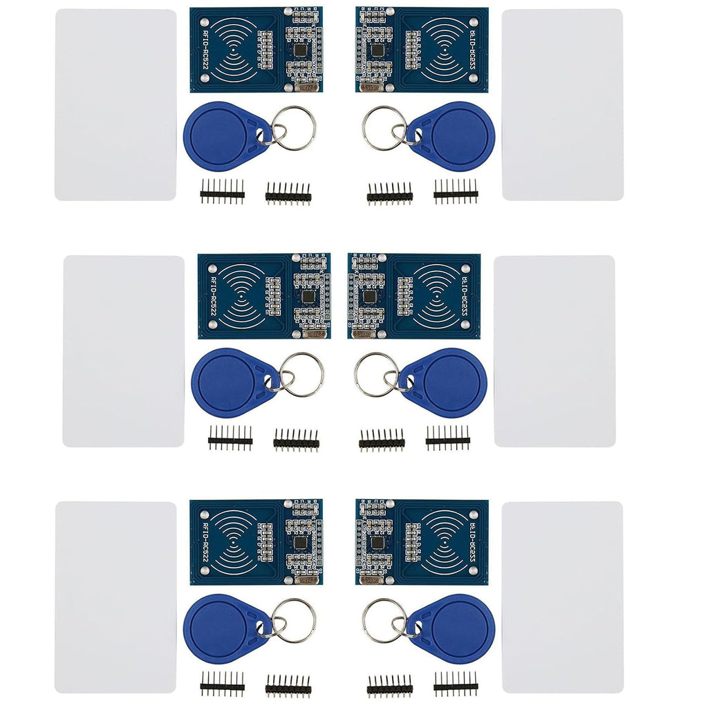 6-Pack Mifare RC522 RFID Kit, 13.56MHz, SPI Interface