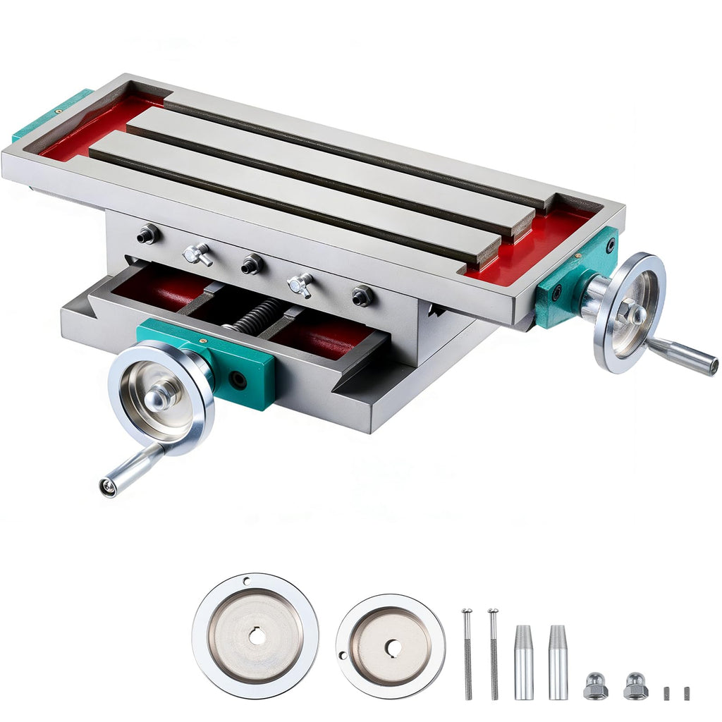 Milling Working Table 17.7 X 6.7 Inch, Compound Milling Machine Work Table 2 Axis 4 Ways Move, Multifunction Milling