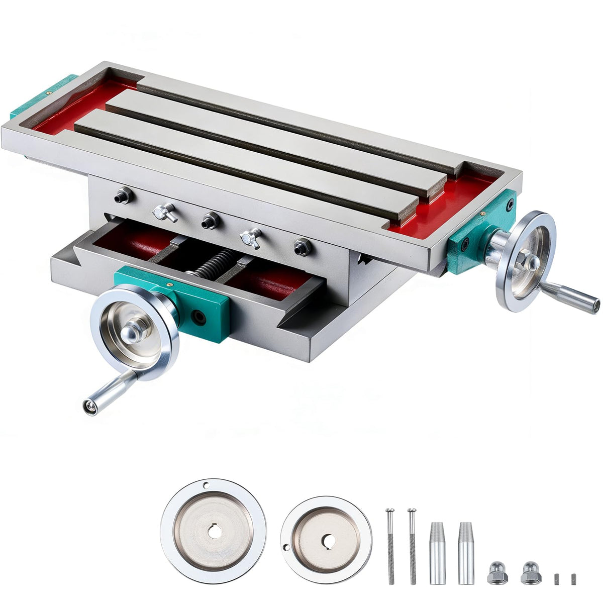 Milling Working Table 17.7 X 6.7 Inch, Compound Milling Machine Work Table 2 Axis 4 Ways Move, Multifunction Milling