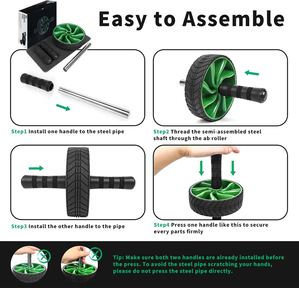 Ab Roller Wheel - AGREJO Ab Workout Equipment for Abdominal & Core Strength Training, Home Gym Fitness Equipment