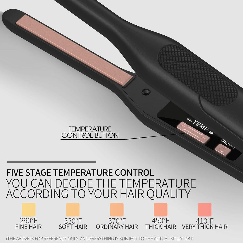 3/10" Mini Flat Iron for Short Hair Small Straightener for Pixie&Beard | 3/10" ULTRA-SLIM PLATES Extra-narrow ceramic