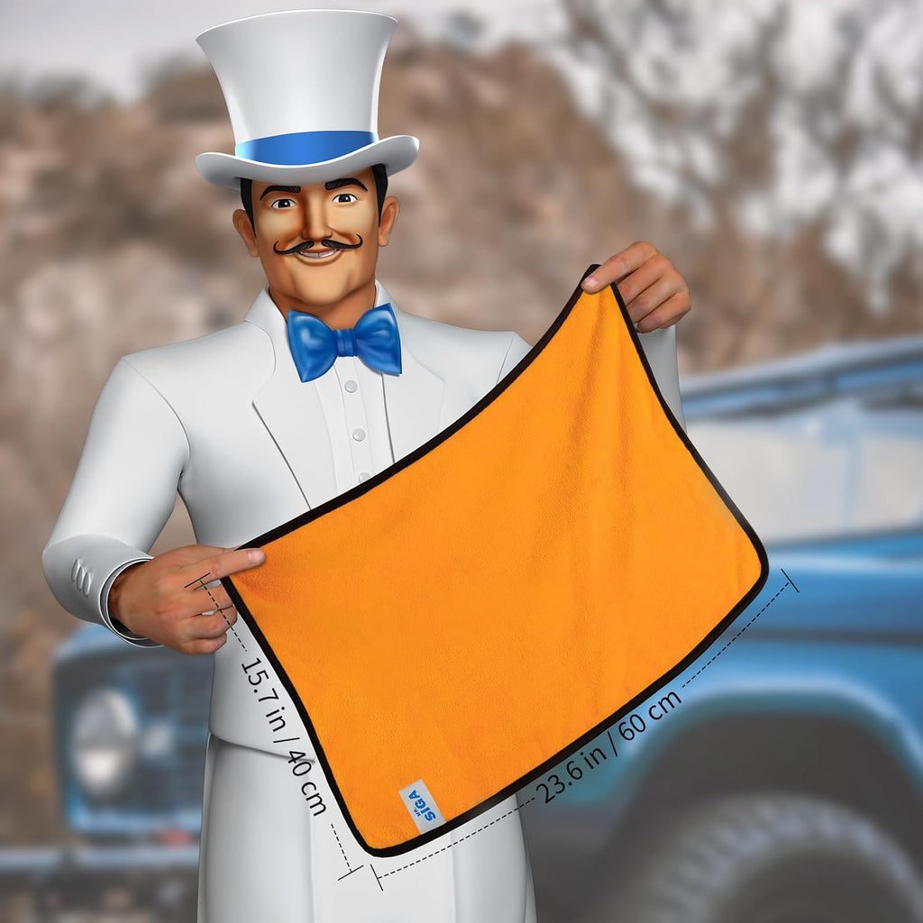 Professional Premium Microfiber Towels for Cars, Dual-Sided Car Washing and Detailing Towels, Gold, 15.7 x 23.6 inch
