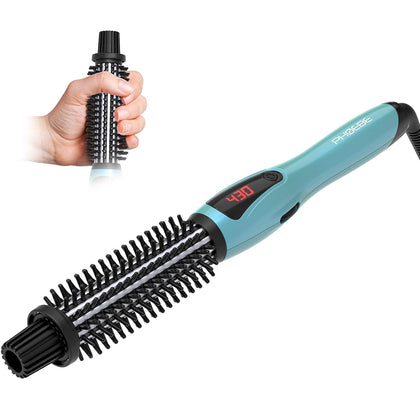 Curling Iron Brush Anti-Scald Bristles Instant Heat Up Dual Voltage Ceramic Tourmaline Ionic Hair Curling Wand for