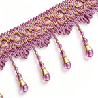 4 Yards Deep Purple Beaded Fringe Trim, Tassel for Sewing DIY