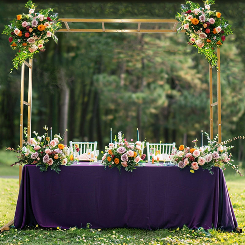 Efavormart 6x6ft Gold Square Wedding Arch, Heavy Duty Double-Frame Metal Backdrop Stand, Rust-Proof Freestanding