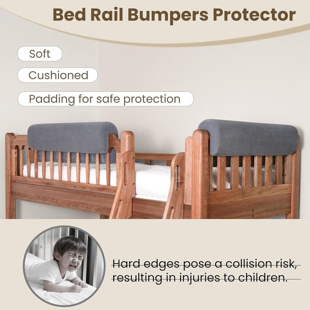 Toddlers' Bed Rail Bumpers Protector, Children's Bed Guardrail Padding, Soft Cushioned Barrier, Increased Height