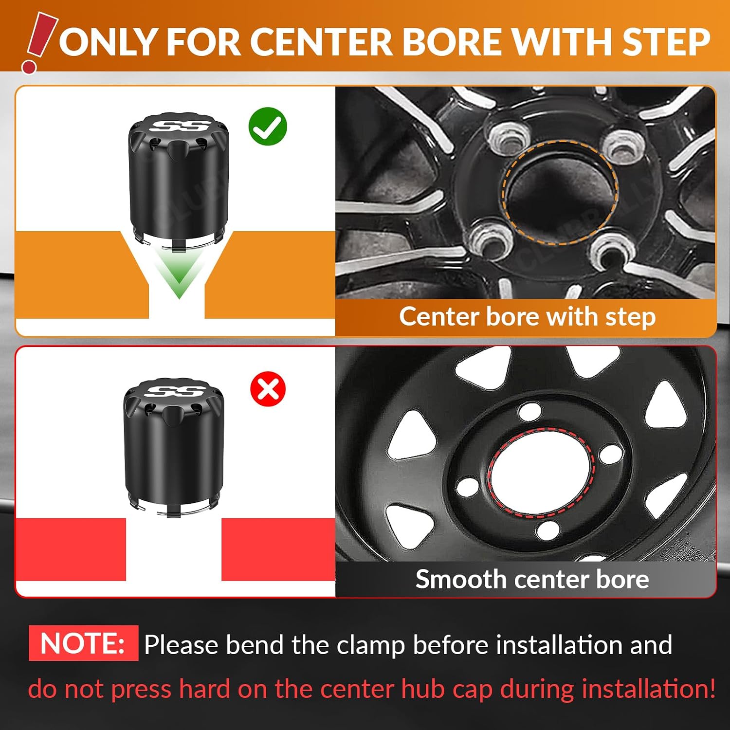 Black Golf Cart Center Caps & Wheel Lug Nuts Kit, 4 PCS ITP SS Wheel Hub Cap and 16 PCS Lug Nut for EZGO, Club Car