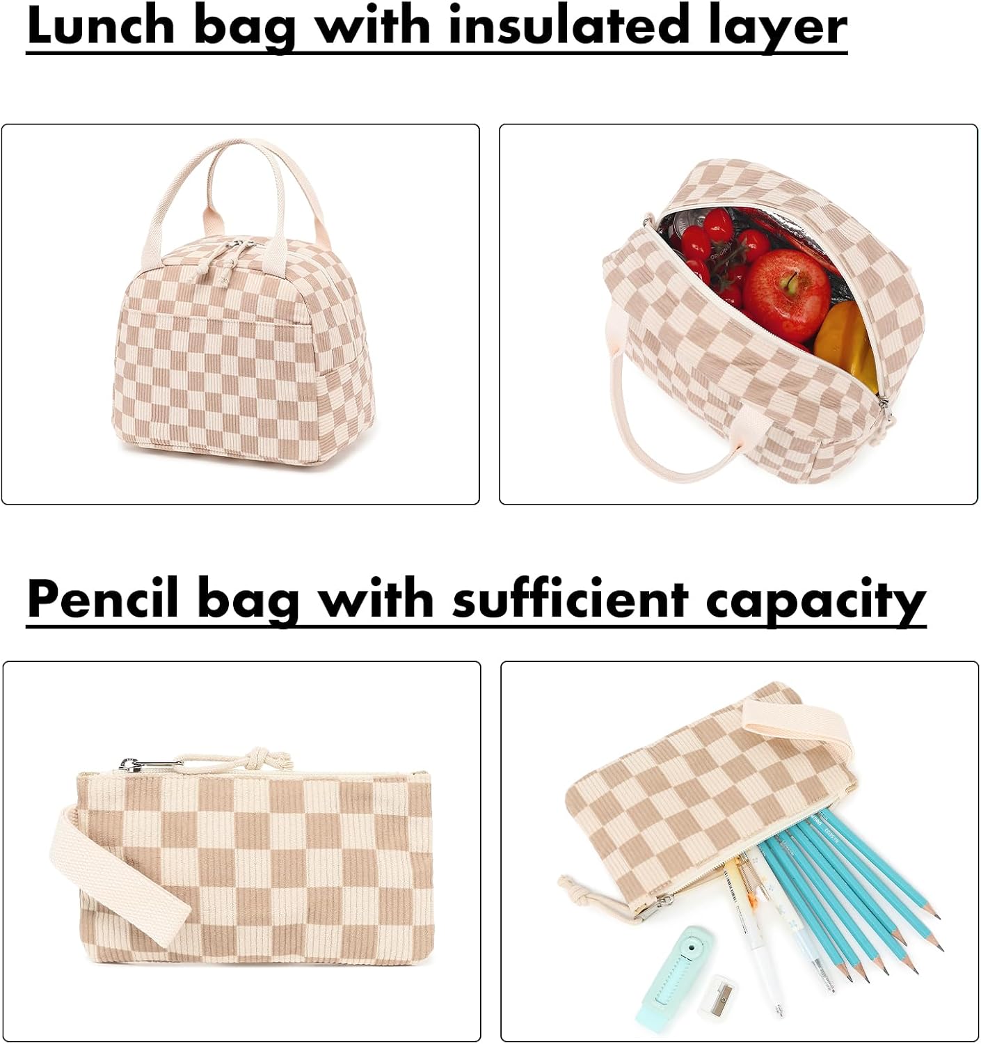School Backpack Set Girls Womens Laptop Bookbag Casual Daypack Fits 15 inch Laptop with Lunch Tote Bag and Pencil Bag