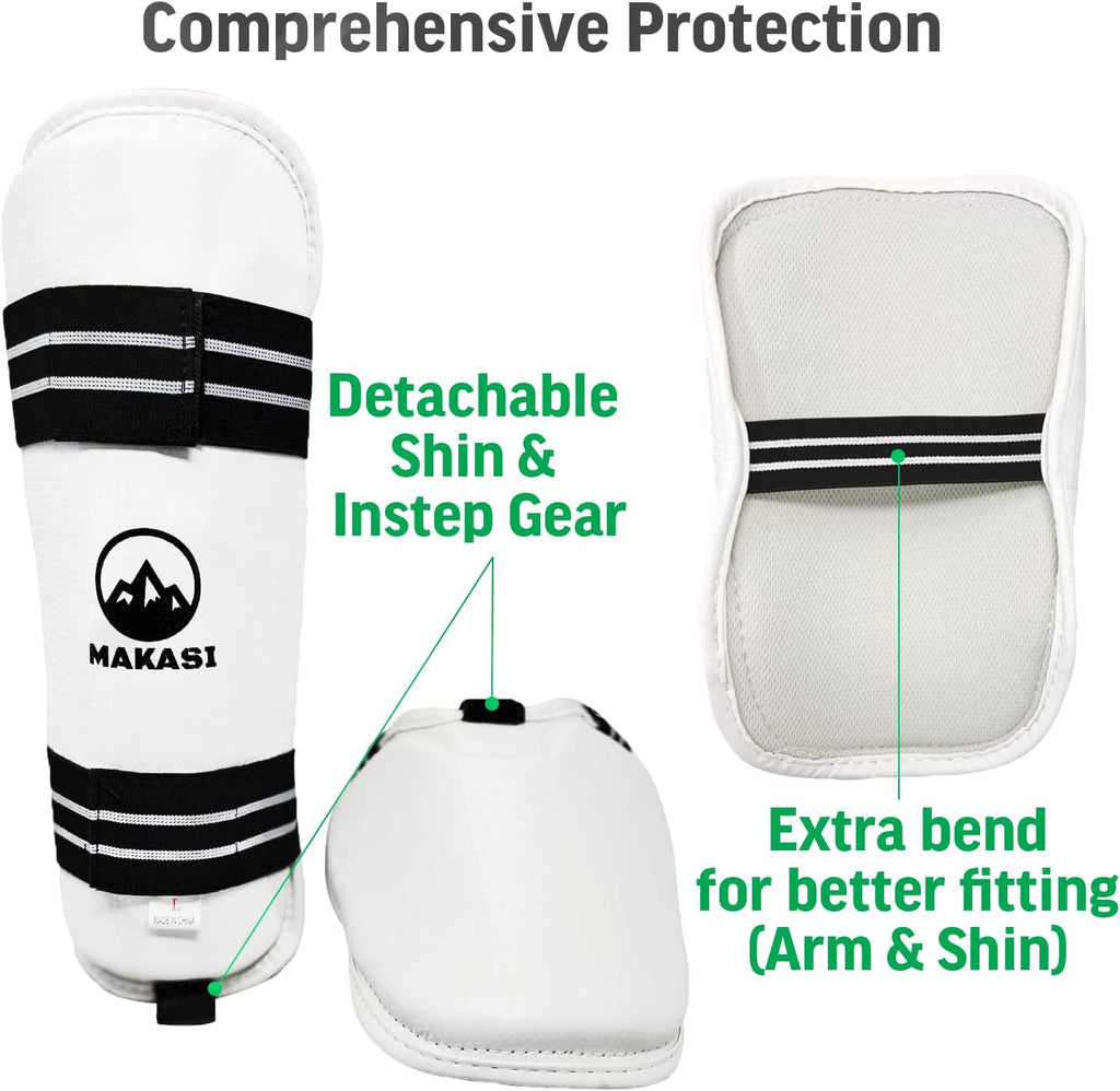 Martial Arts Taekwondo Sparring Gear Equipment Set Headgear Shin Instep Arm Chest Mouthguard Bag