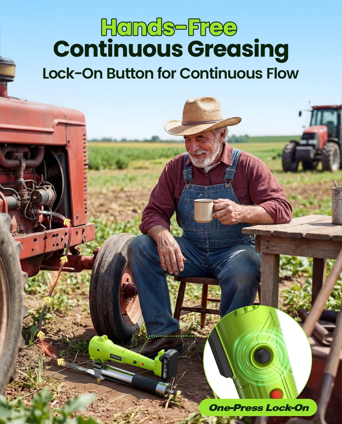 TaskStar Electric Grease Gun with Lock-On Trigger for Effortless Greasing