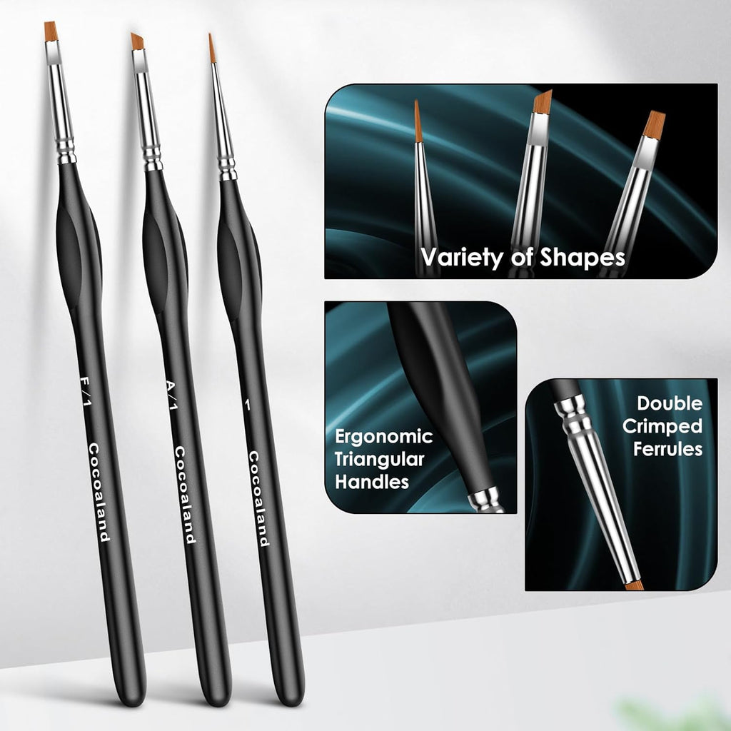 Miniature Paint Brushes,15Pcs Small Fine Tip Paintbrushes, Micro Detail Paint Brush Set, Triangular Grip Handles Art