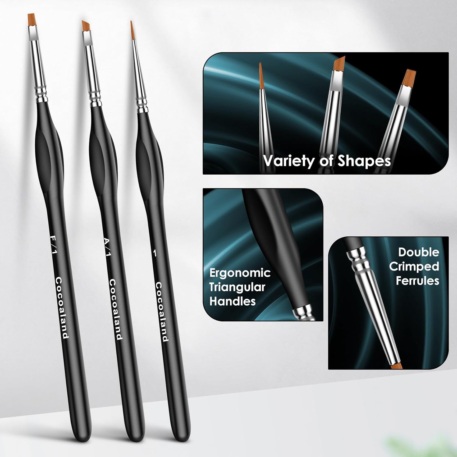Miniature Paint Brushes,15Pcs Small Fine Tip Paintbrushes, Micro Detail Paint Brush Set, Triangular Grip Handles Art