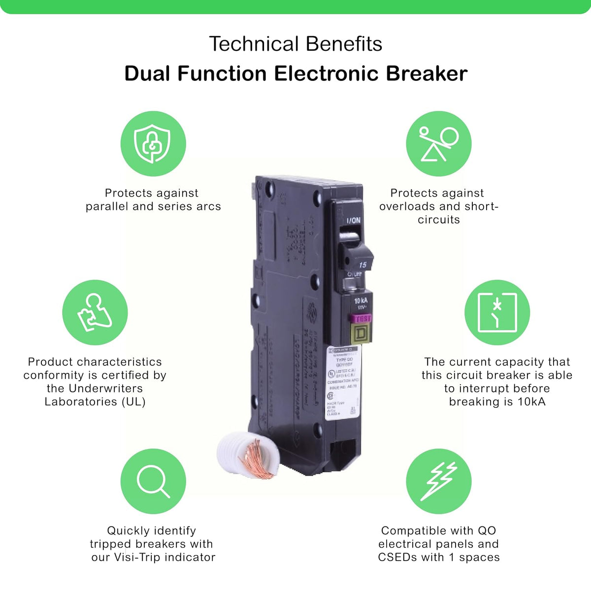 Square D by Schneider Electric Square D - QO115DFC 15 Amp Single-Pole Dual Function (CAFCI and GFCI) Circuit Breaker