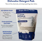 Clean People Dishwasher Pods - Cuts Grease & Rinses Sparkling Clean - Residue-Free - Phosphate Free Dishwashing Pods