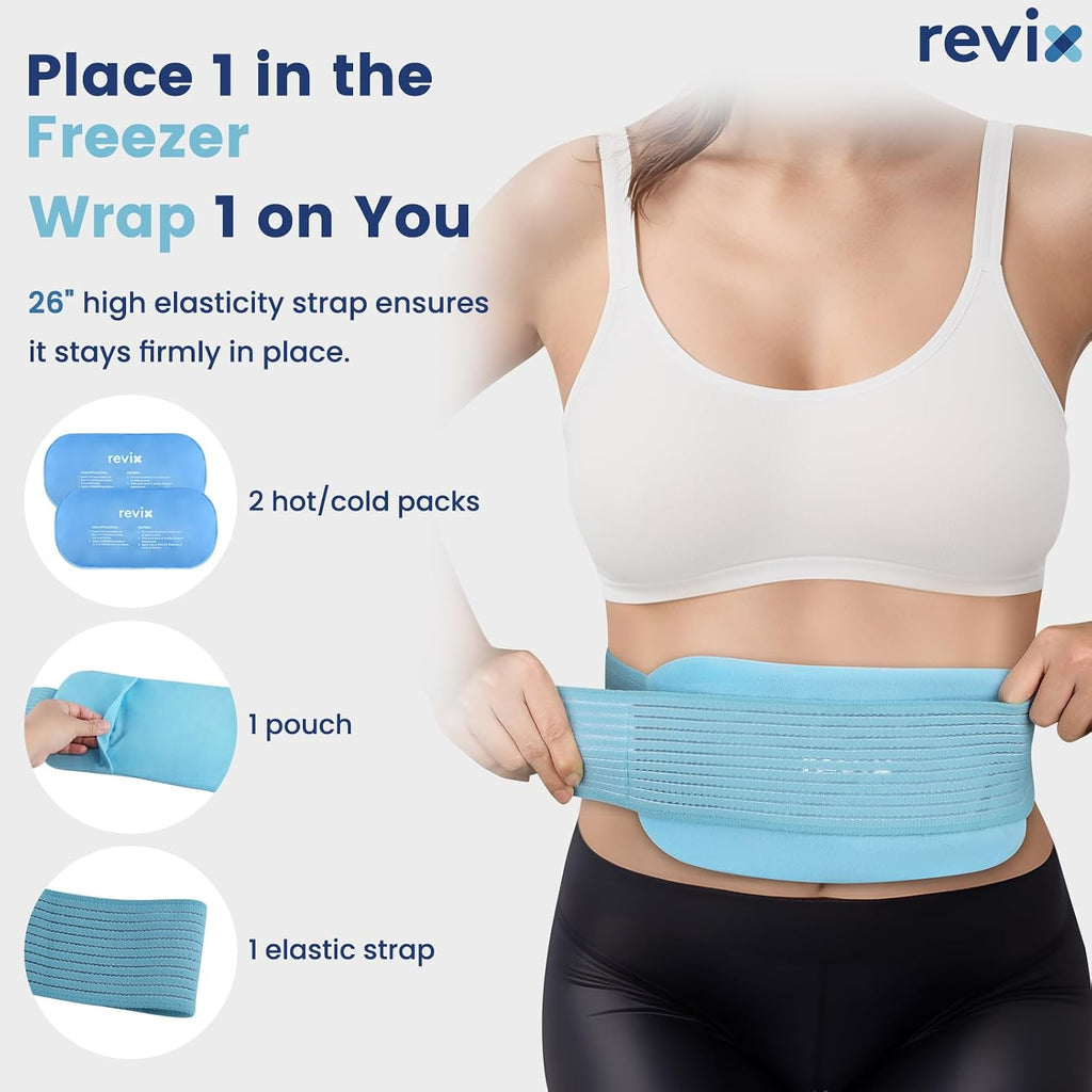 Ice Pack for Injuries Reusable, 2-Pack Hot & Cold Gel Wrap with Strap