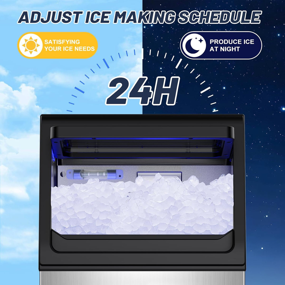 Nugget Ice Maker Machine, 100LBS/24H, 20LBS Capacity