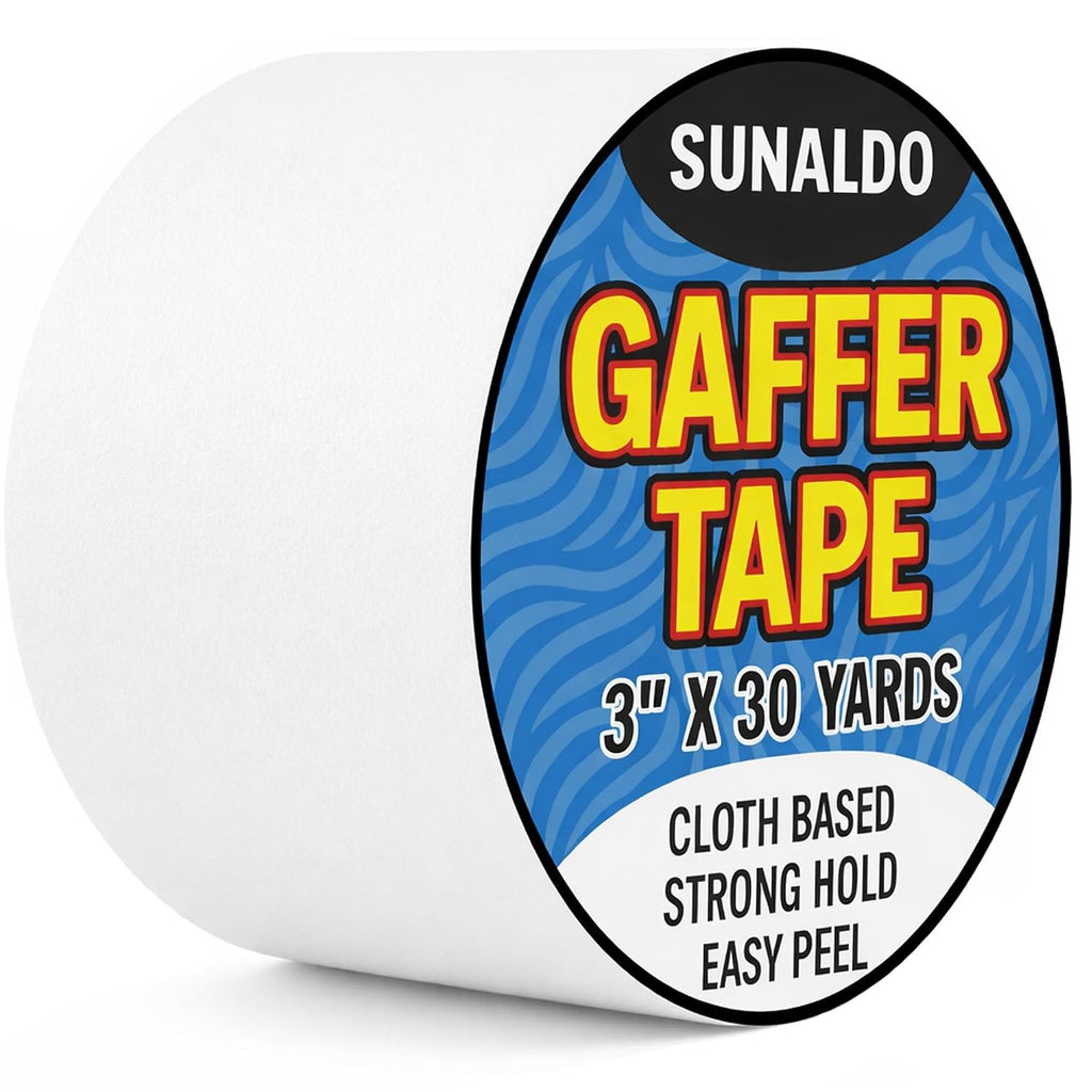 Gaffers Tape (3"x30 yards) Heavy Duty, Easy Rip, No Residue | White