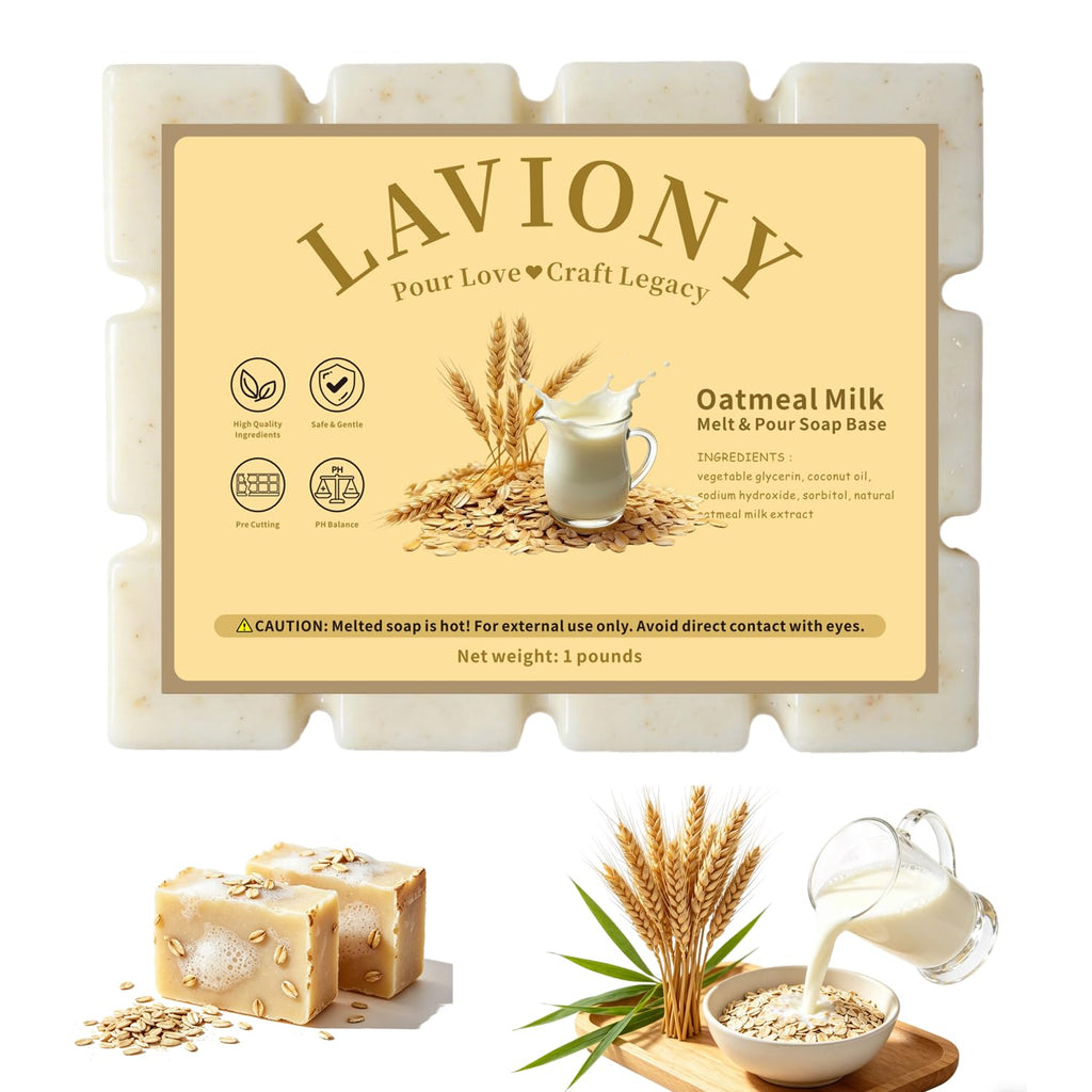 Melt and Pour Soap Base, Pre-Cut DIY Soap Bars, 1LB Oatmeal Milk | Pre-cut oatmeal milk cubes for easy DIY soap