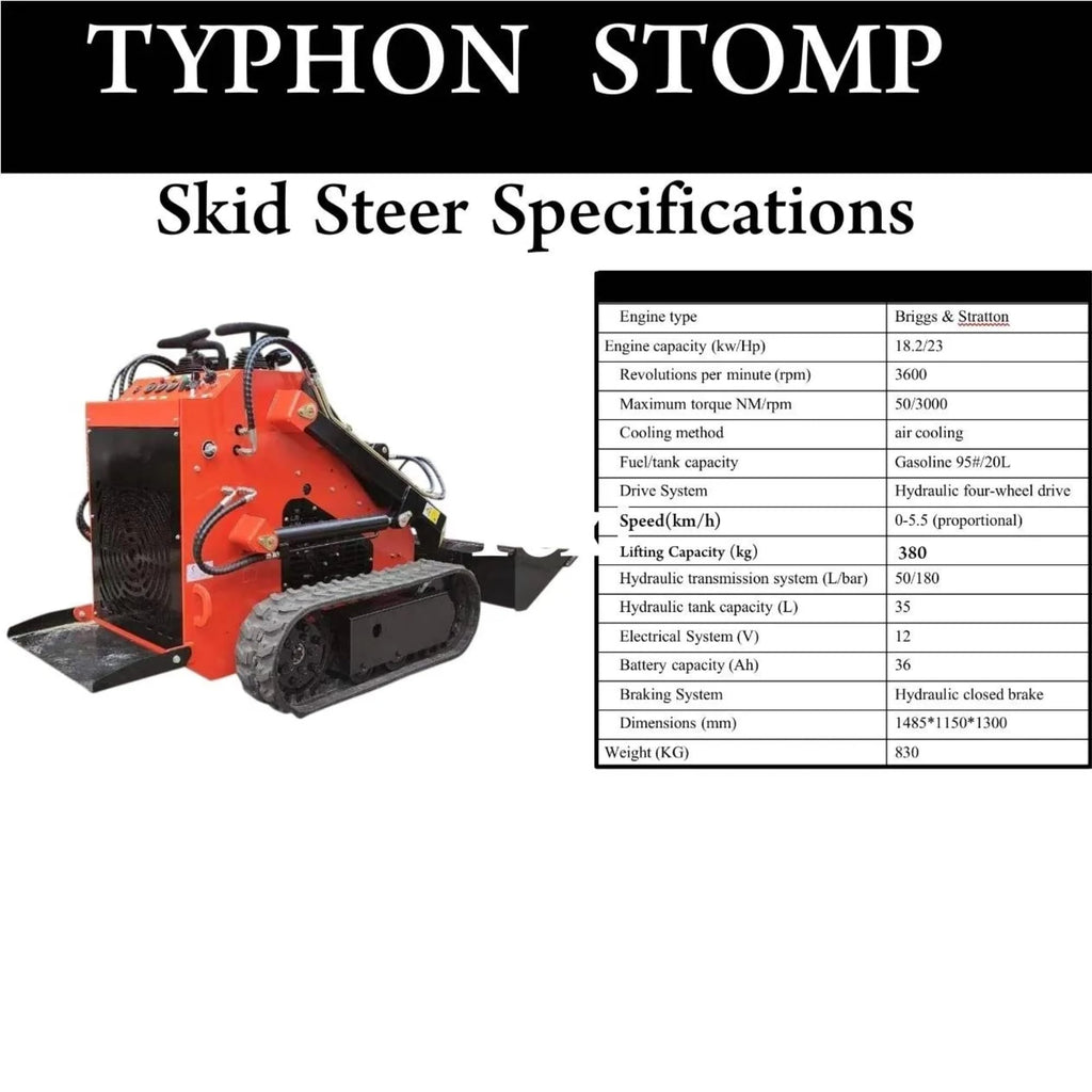 STOMP Mini Skid Steer Loader 1800 lb, 23HP Gas EPA Engine, Compact Skid Steer for Construction, Landscaping