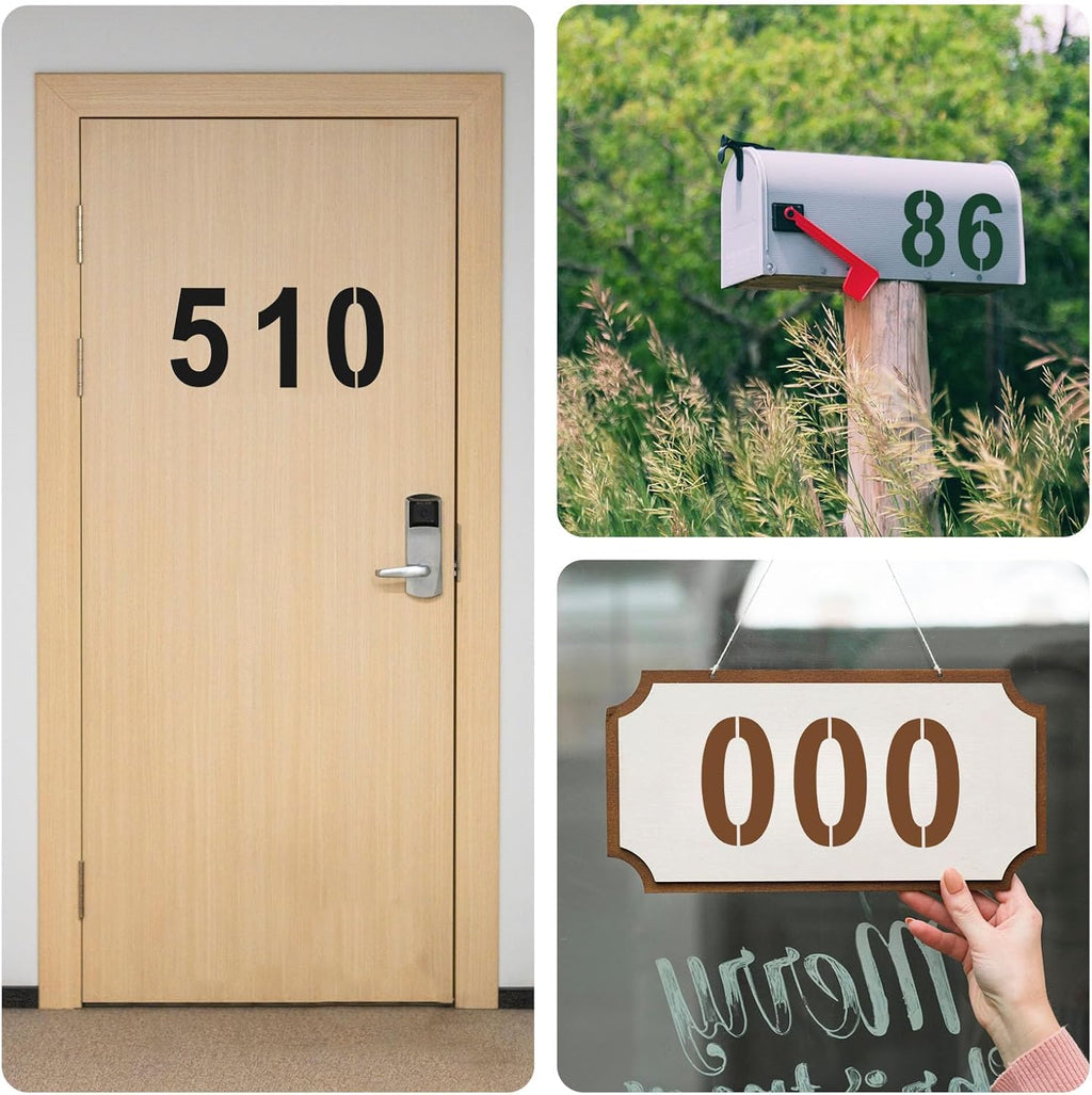 3 Inch Number Stencils – 11 Pcs Reusable Templates for Painting House Numbers, Curb Address, Cakes, Mailboxes, Wood