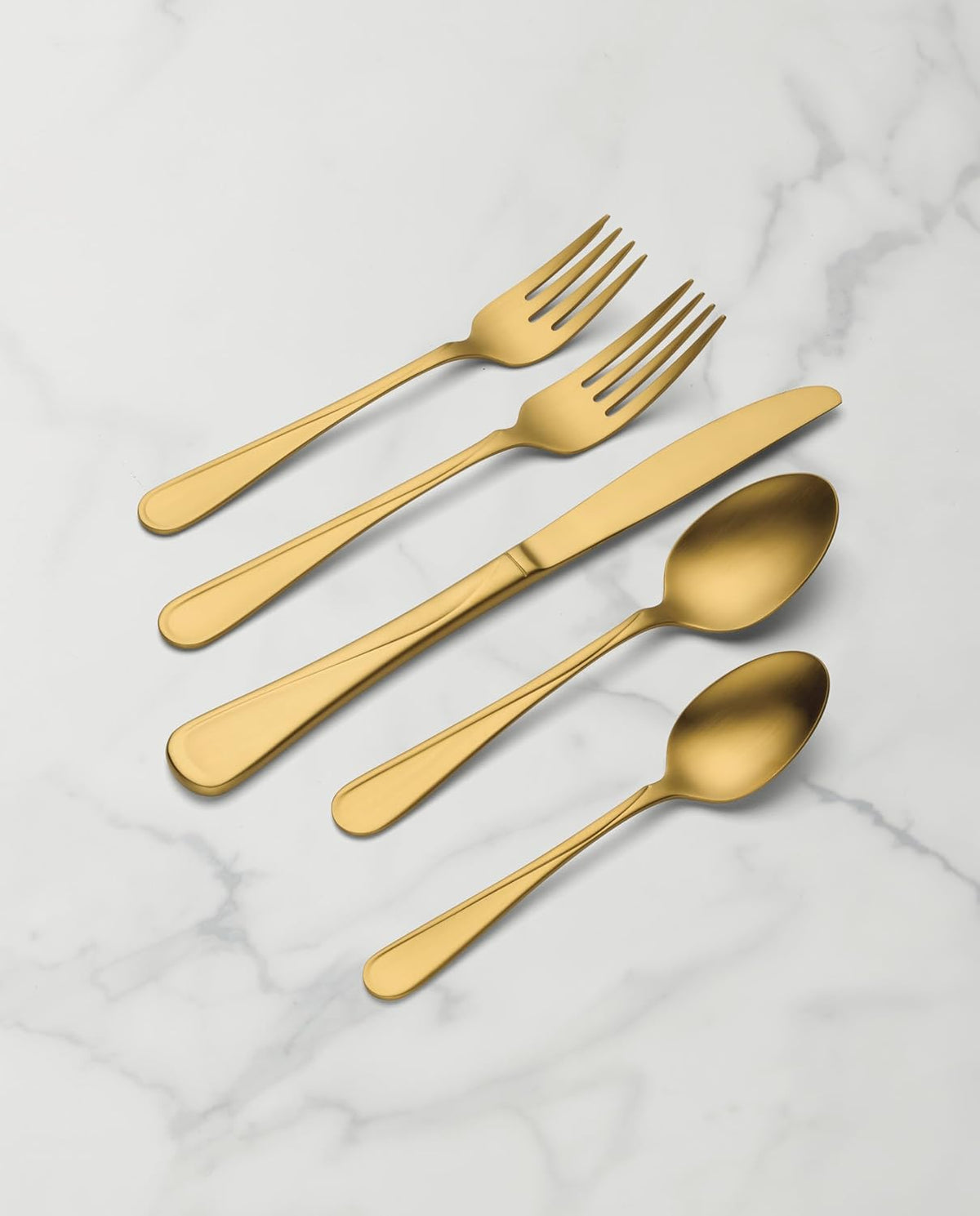 Flatware Flight Gold Satin 18/0 Silverware Set for 4, (20-Piece)