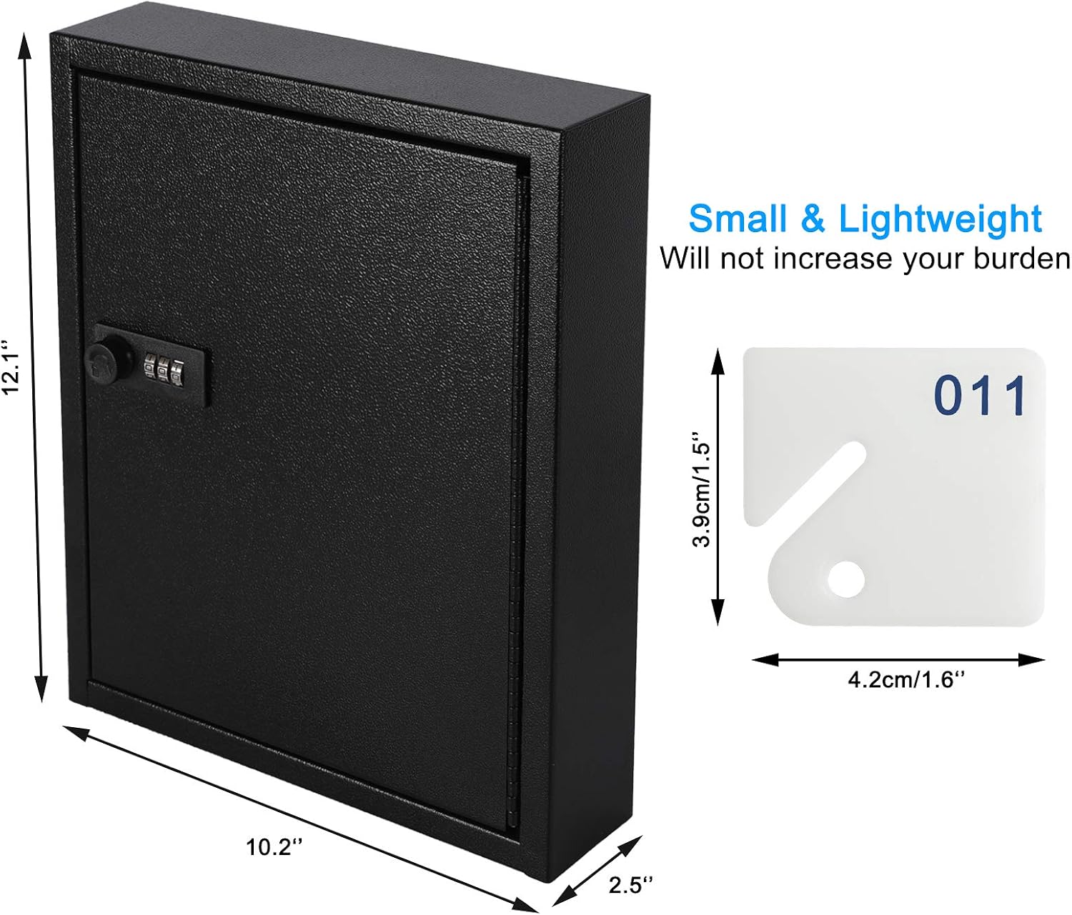 Key Box, Wall Mount 60 Key Cabinet, Combination Lock, Black | Numbered Key Storage Organizer, Secure Lock Box, Key