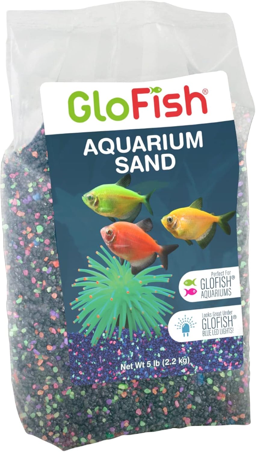 Aquarium Sand 5 Pounds, Black with Highlights, Complements GloFish Tanks and Décor