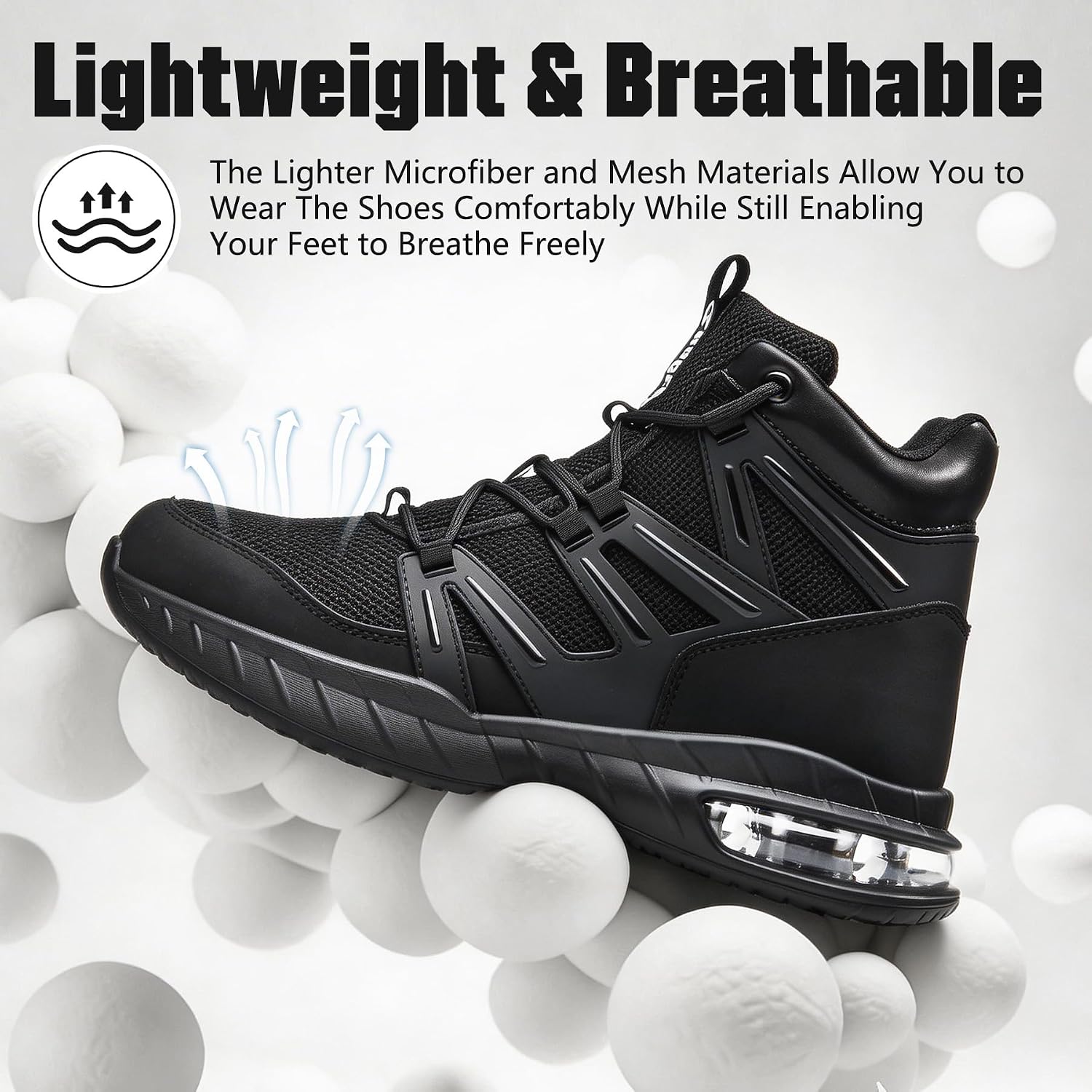 Steel Toe Boots for Men, Cushioned Safety Work Shoes | Steel toe, anti-puncture midsole, air cushion, wear-resistant
