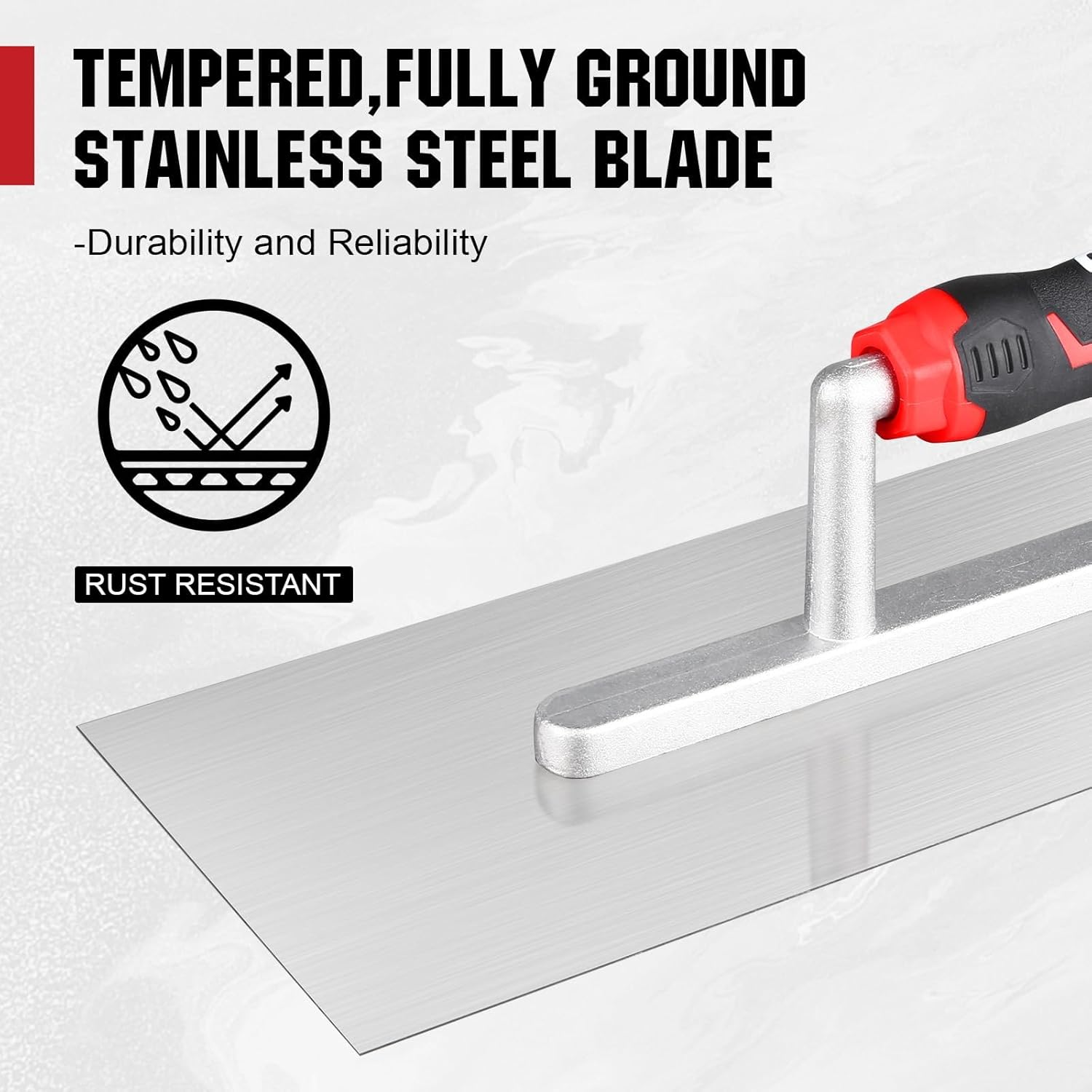 Concrete Trowel, 11" x 5" Flat Finishing Trowel, High Carbon Steel Blade with Soft Grip Handle, Concrete Cement