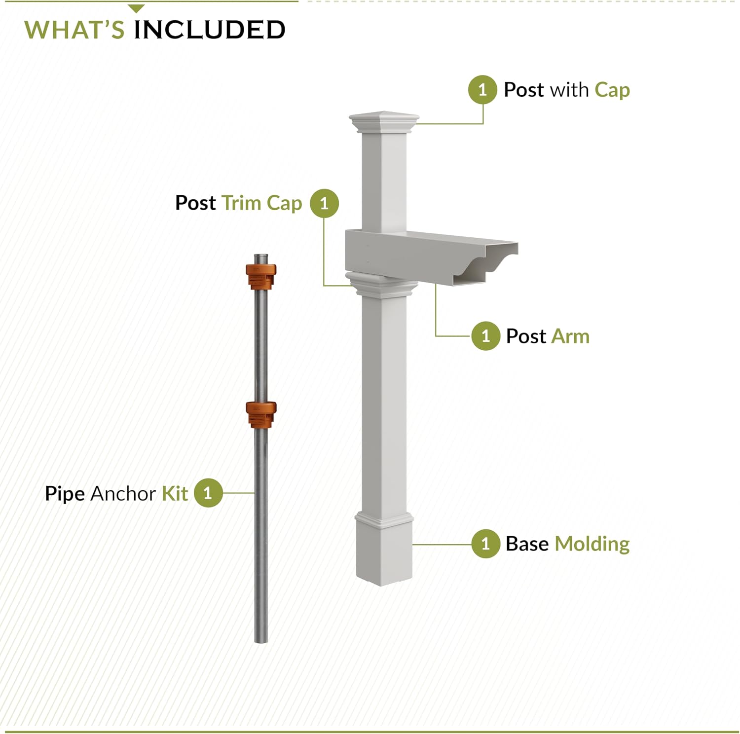 Zippity Classica Mailbox Post, White Vinyl DIY No Dig Kit | 1 Post, Mailbox Sold Separately, ZP19013